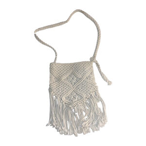 Women's vintage crocheted boho Bag, One size, Off-white